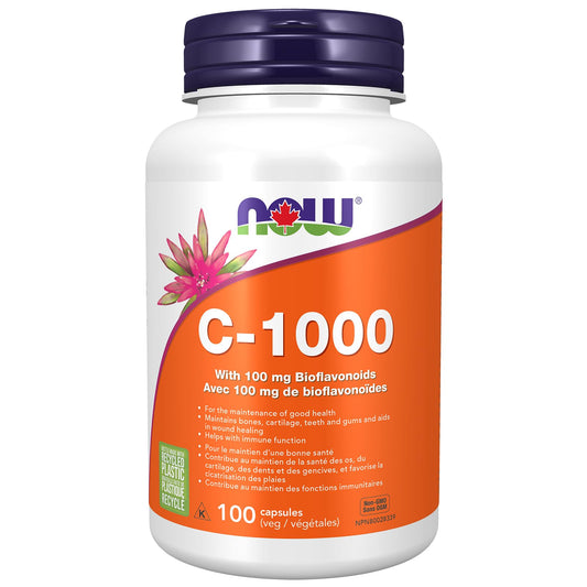 NOW Supplements, Vitamin C-1,000 with 100 mg of Bioflavonoids, Antioxidant Protection, 100 Veg Capsules - Available at All In One Marketplace Canada