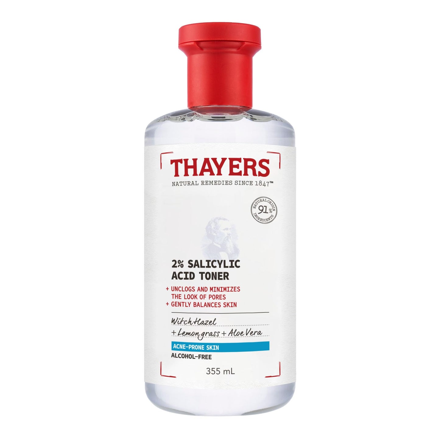 Thayers Alcohol-Free 2% Salicylic Acid Toner with Witch Hazel, Lemongrass and Aloe Vera for Acne-prone Skin, 355 ml - Available at All In One Marketplace Canada
