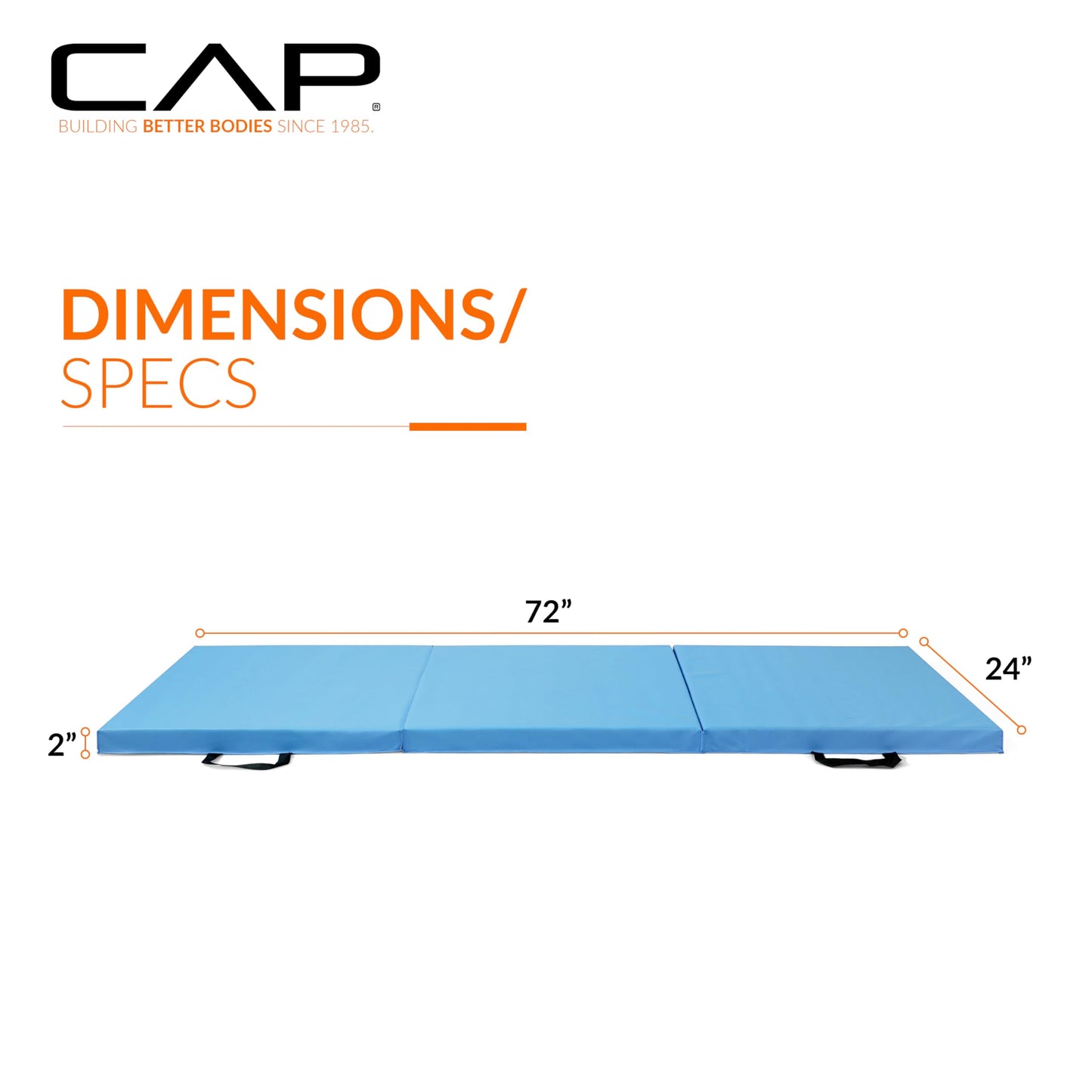 CAP Barbell Folding Exercise Mat – Durable, Anti-Tear, Thick Padding for Fitness, Aerobics, Gymnastics & Home Workouts. 72"L x 24"W x 2"Thick. BLUE 🍁 All In One Marketplace Canada