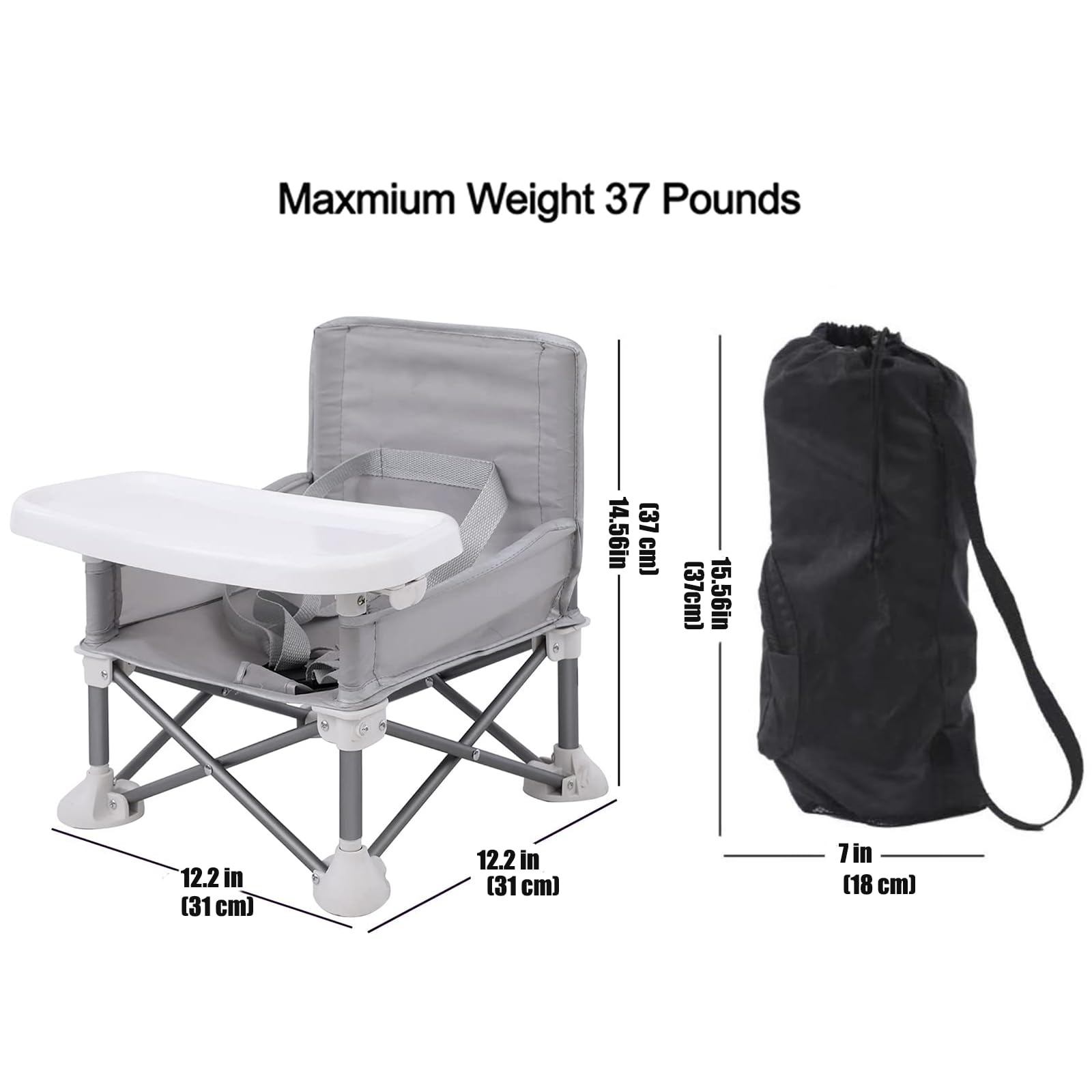 PandaEar Portable Baby Seat Travel Chair| Compact Fold with Straps for Indoor/Outdoor Use| Great for Camping, Beach, Lawn |Toddlers, Kids, Boys, Girls (Neural Seat)