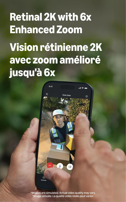 Caméra d'extérieur Ring 2K (dernier modèle), filaire, sécurité pour domicile ou entreprise, vidéo 2K grand angle, zoom amélioré 6x, vision nocturne, blanc