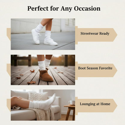 Slouchy Socks for Women Scrunch Crew Winter White Cotton Slouch Sock 🍁 All In One Marketplace Canada