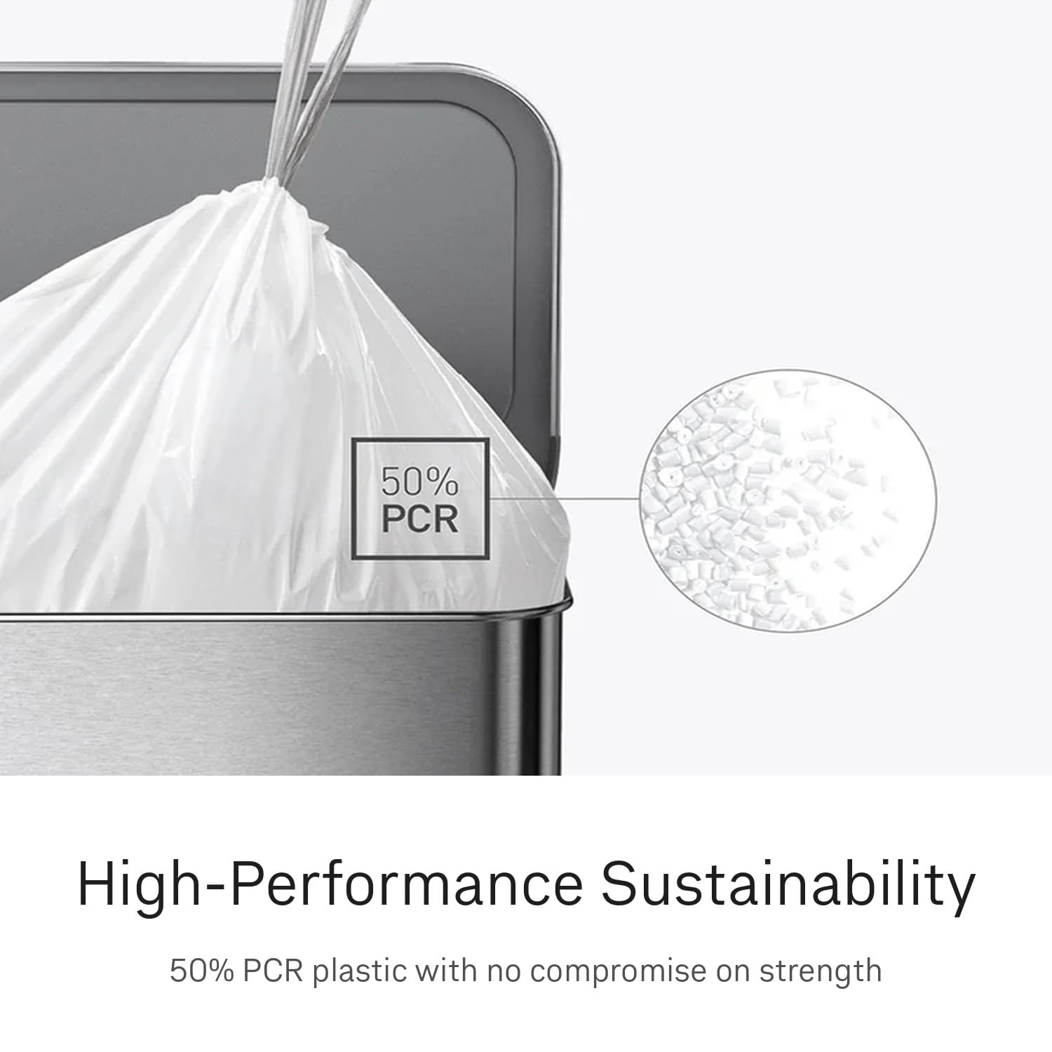 simplehuman Code M 100 Count, Dispenser Pack Custom Fit Liners, Drawstring Trash Bags, 45L / 11.9 Gallons, White simplehuman