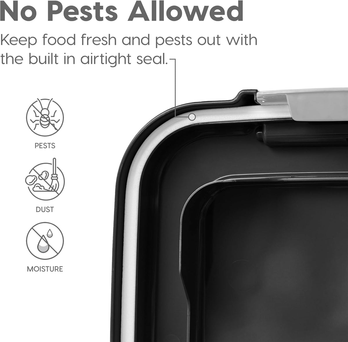 IRIS USA WeatherPro Airtight Pet Food Storage Container, 13.6 kg, Black