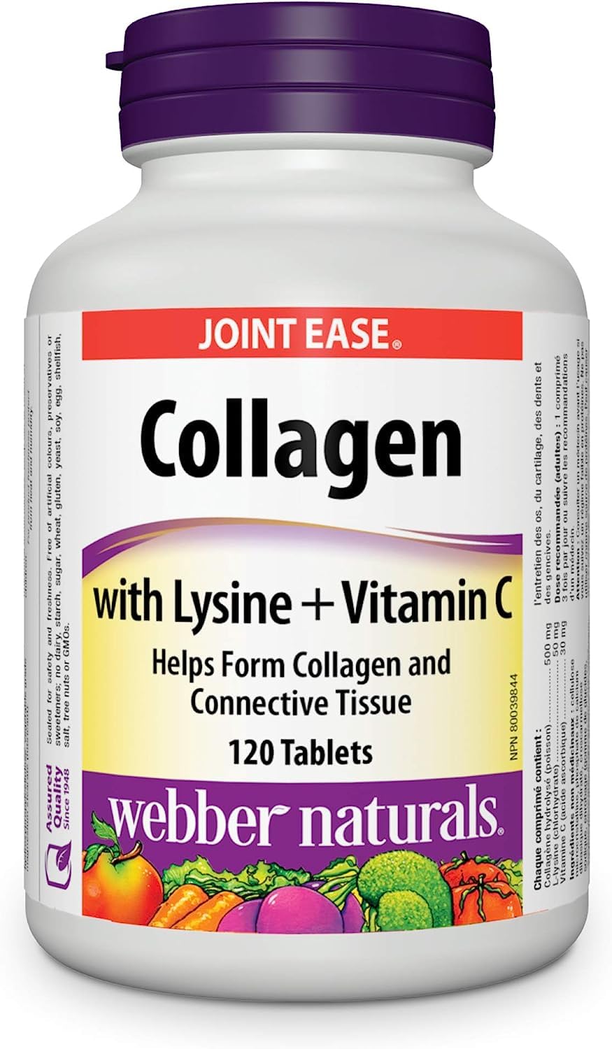 Webber Naturals Collagen with Lysine and Vitamin C, 120 Tablets, Helps Support Joints, Muscles, and Skin - Available at All In One Marketplace Canada