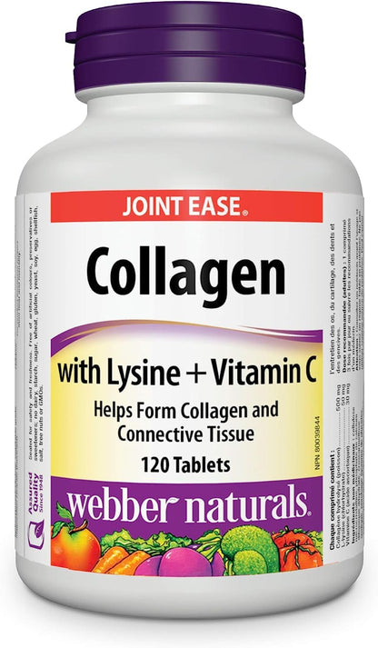 Webber Naturals Collagen with Lysine and Vitamin C, 120 Tablets, Helps Support Joints, Muscles, and Skin - Available at All In One Marketplace Canada
