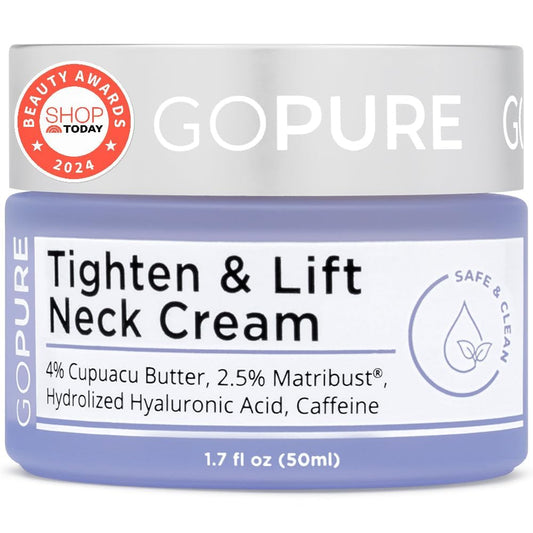 goPure Tighten & Lift Neck & Chest Moisturizer Cream for Visibly Firming, Tightening and Lifting Wrinkles & Crepey Skin, 1.7oz - Available at All In One Marketplace Canada