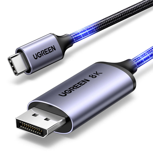 UGREEN USB C to DP 1.4 Cable 8K@60Hz 4K@240Hz Unidirectional Thunderbolt 4/3 to DP Cord USB C to DP 32.4 Gbps Compatible with iPhone 17 Pro Max/Pro/Air,iPad,Mac mini,Galaxy S25 Ultra, XPS15 6.6FT