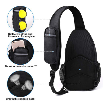 WATERFLY Sling Bag Sling Backpack Crossbody Bag Hiking Daypack for Men Women (Black Color) - Available at All In One Marketplace Canada