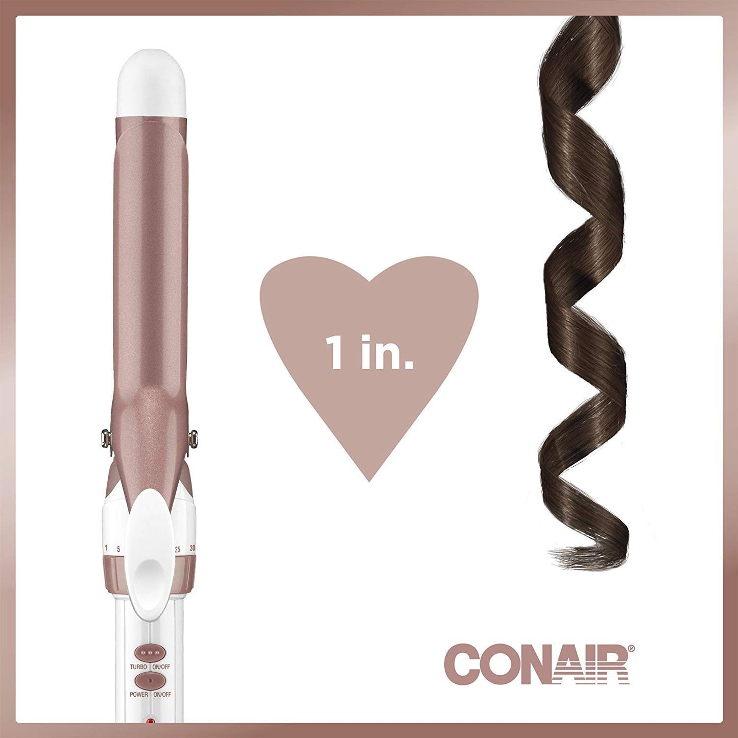 Conair CD701GNC Double Ceramic 1-Inch Curling Iron, produces long lasting curls – for short, medium, and long hair, High heat 375°F, Instant heat up, Anti-frizz control, Dual voltage Hair Curler