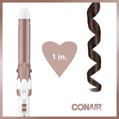 Conair CD701GNC Double Ceramic 1-Inch Curling Iron, produces long lasting curls – for short, medium, and long hair, High heat 375°F, Instant heat up, Anti-frizz control, Dual voltage Hair Curler