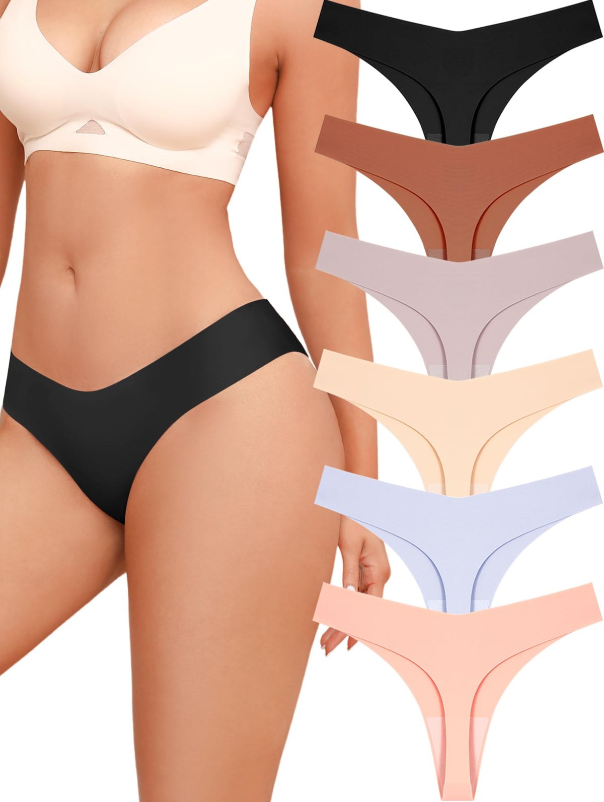 6 Pack Seamless Underwear Womens V-Waisted Black Women's Ladies Lingerie L 🍁 All In One Marketplace Canada
