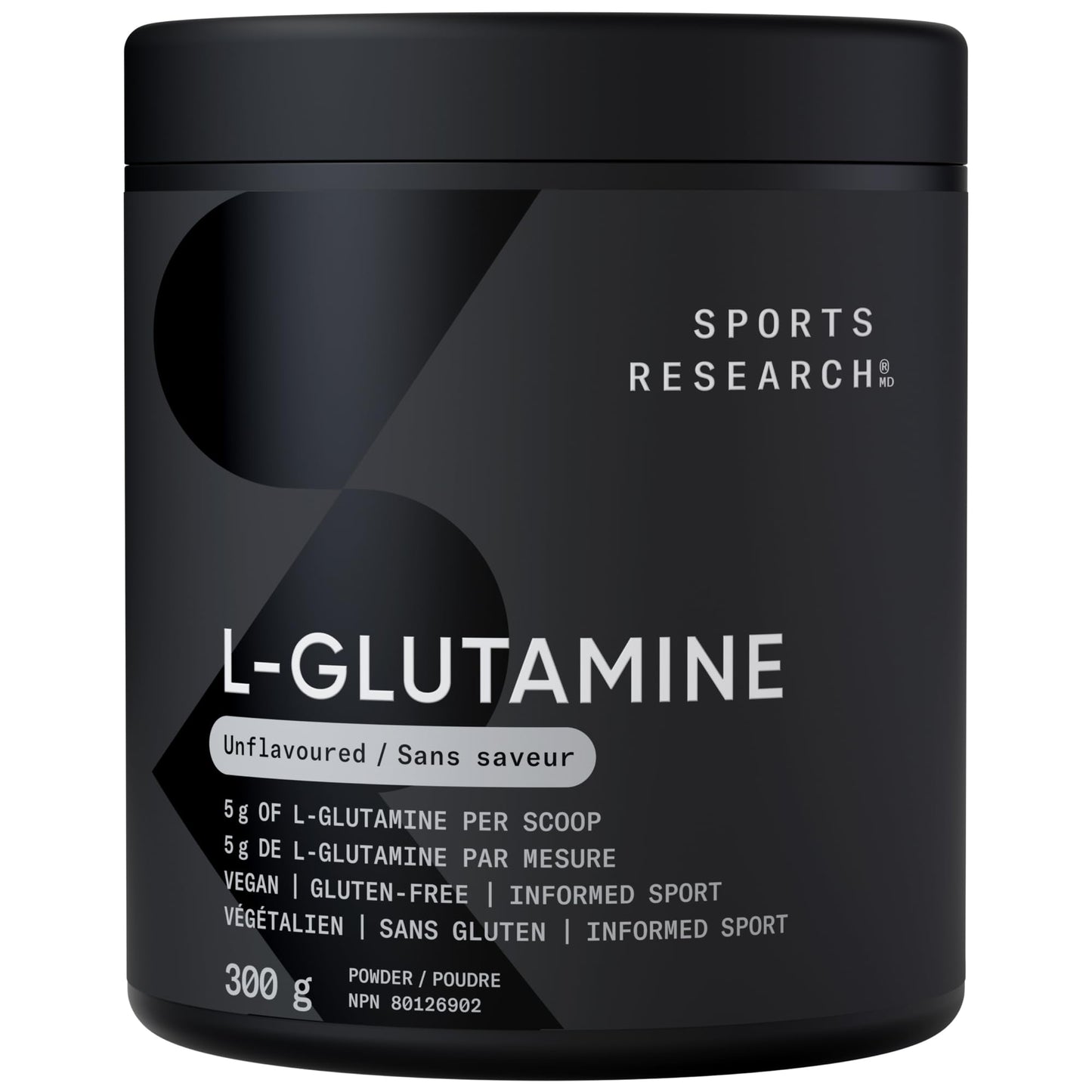 Sports Research® L-Glutamine Powder - Workout Recovery Support, Immune Health & Gut Health Support - Easy to Mix Powder - 5g Per Serving - 300g Container Size for Daily Supplement Use - Available at All In One Marketplace Canada