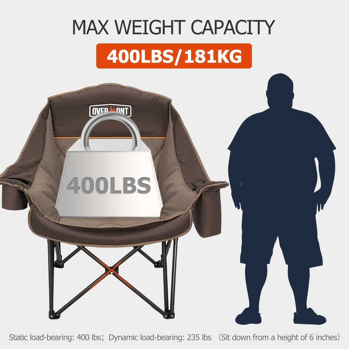 Overmont Oversized XL Camping Chair for Adults 500 lb Support