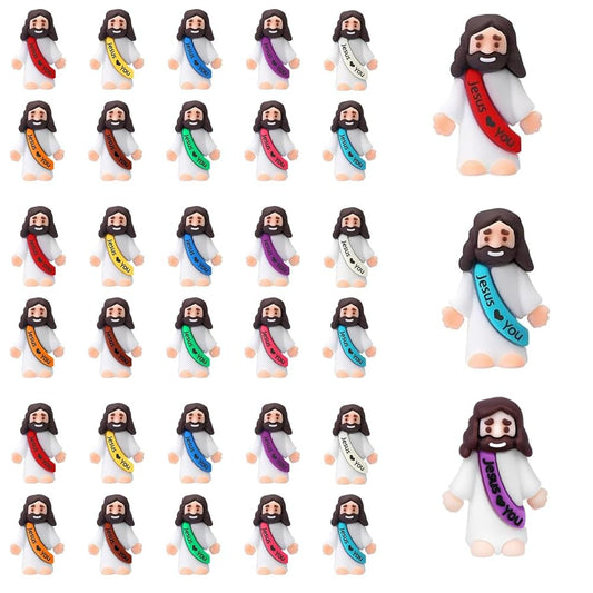 30 Pack Little Jesus Figures, Mini Jesus Figurines in Bulk, Love You for Easter Egg Filling Little Tiny Figures for Church Christmas Party Favors Baptism Gifts (Mix Color 10) 🍁 All In One Marketplace Canada