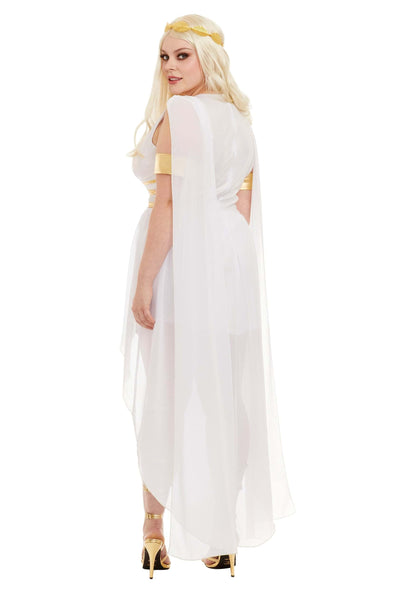 Dreamgirl Adult Womens Plus Size Venus Greek Goddess Costume, Halloween Costume, White/Gold 3X