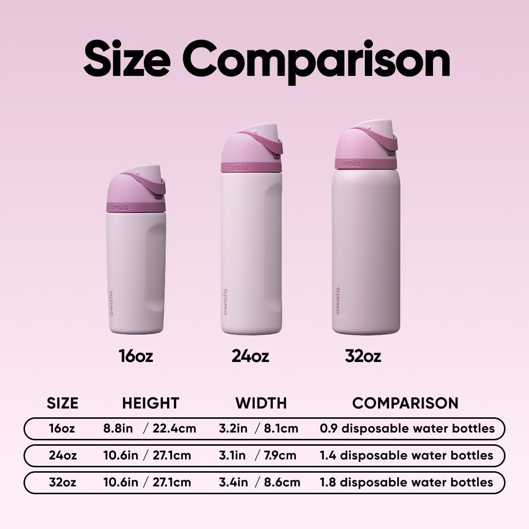 Owala FreeSip Insulated Stainless Steel Water Bottle with Straw, BPA-Free Sports Water Bottle, Great for Travel, 24 Oz, Lilac You A lot