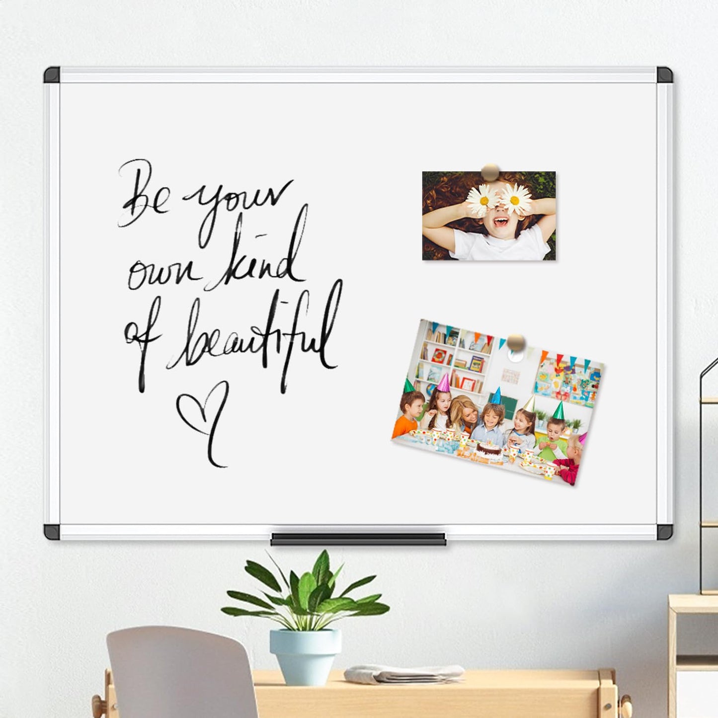 VIZ-PRO Magnetic White Board, Dry Erase Board 24 X 18 Inches, Whiteboard with Silver Aluminium Frame