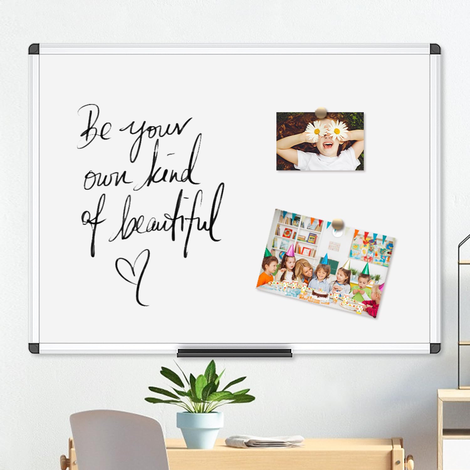 VIZ-PRO Magnetic White Board, Dry Erase Board 24 X 18 Inches, Whiteboard with Silver Aluminium Frame