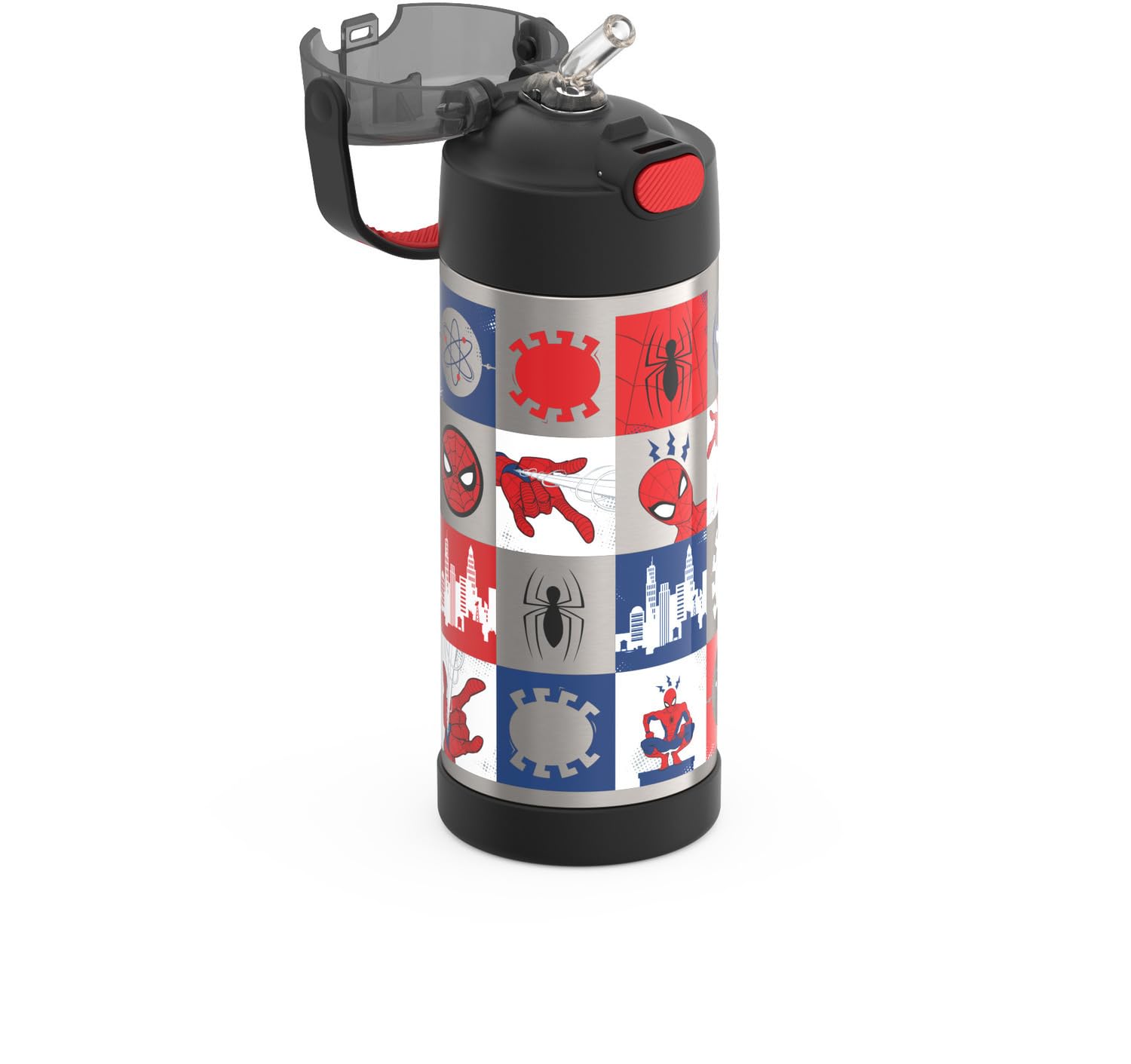 THERMOS FUNTAINER 14 Ounce Stainless Steel Vacuum Insulated Bottle, Spiderman
