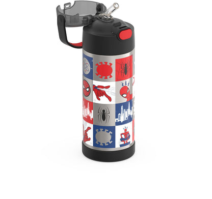 THERMOS FUNTAINER 14 Ounce Stainless Steel Vacuum Insulated Bottle, Spiderman