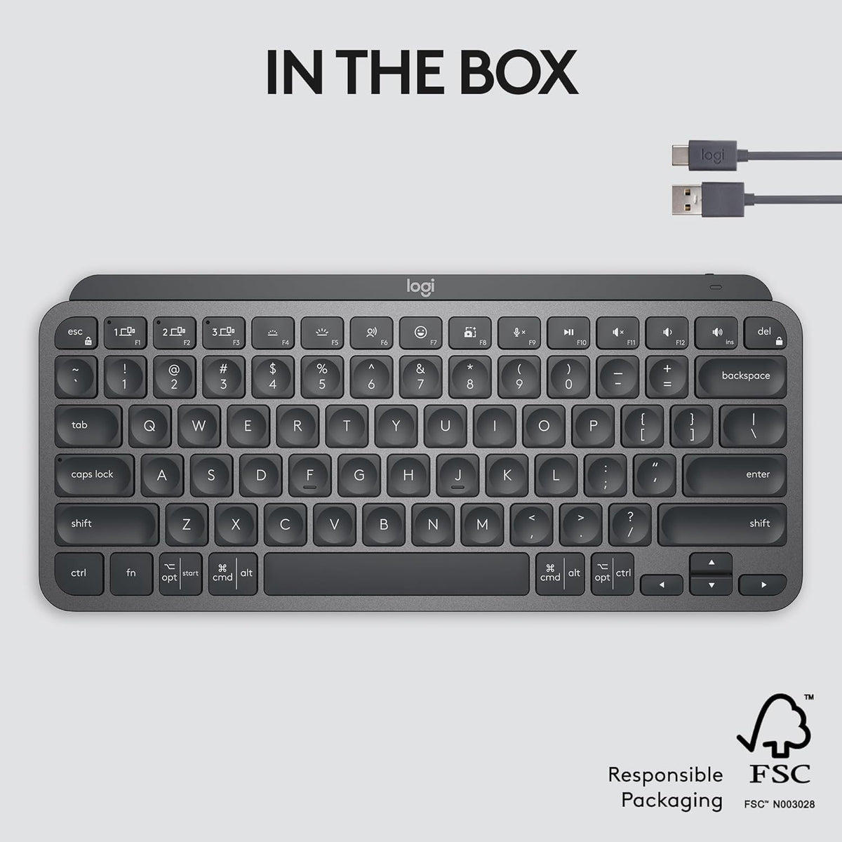 Logitech MX Keys Mini Minimalist Wireless Illuminated Keyboard - Graphite