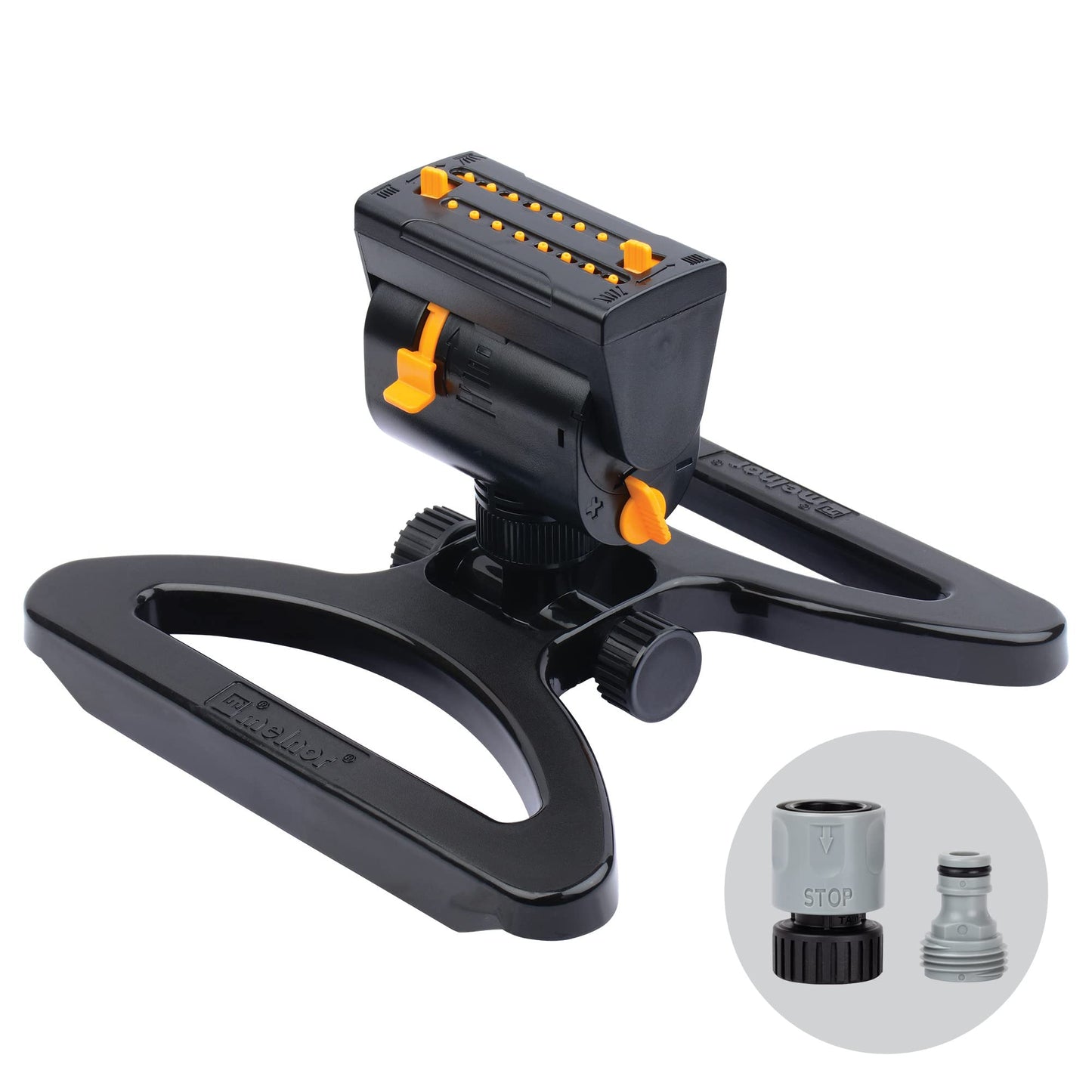 Melnor 65131AMZ MiniMax Turbo Oscillator Sprinkler, 4000 sq. ft., 4-Way Adjustable, Quick Connect Bundle, Black, Yellow 🍁 All In One Marketplace Canada