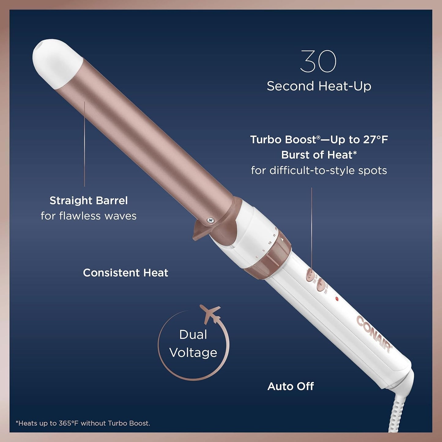 Conair CD705GNC Double Ceramic 1-Inch Curling Wand, 1-inch barrel produces long-lasting curls – Hair curler for short, medium, and long hair, Up to 400˚F high heat with Turbo Boost, Dual Voltage