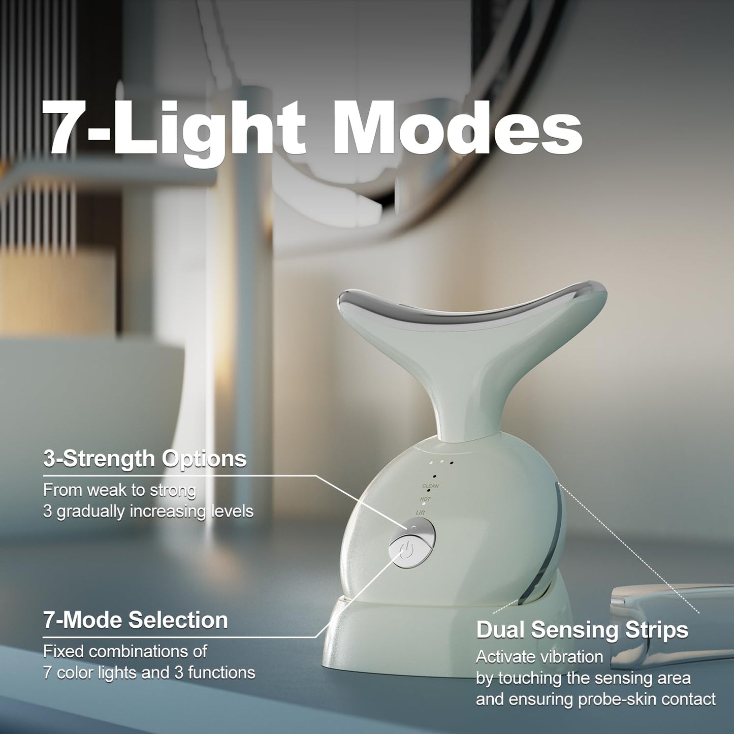 Red Light Therapy Device, 7 in 1 Neck and Face Massager, Portable Facial Massager, face massager for skin tightening and Face Lifting Device Beige - Available at All In One Marketplace Canada