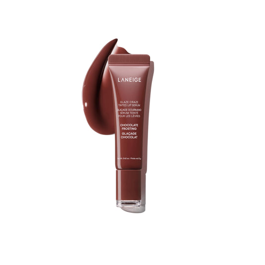 LANEIGE Glaze Craze Tinted Hydrating Lip Serum, for Glossy, Nourished Lips with Plumping Polypeptides, Chocolate Frosting