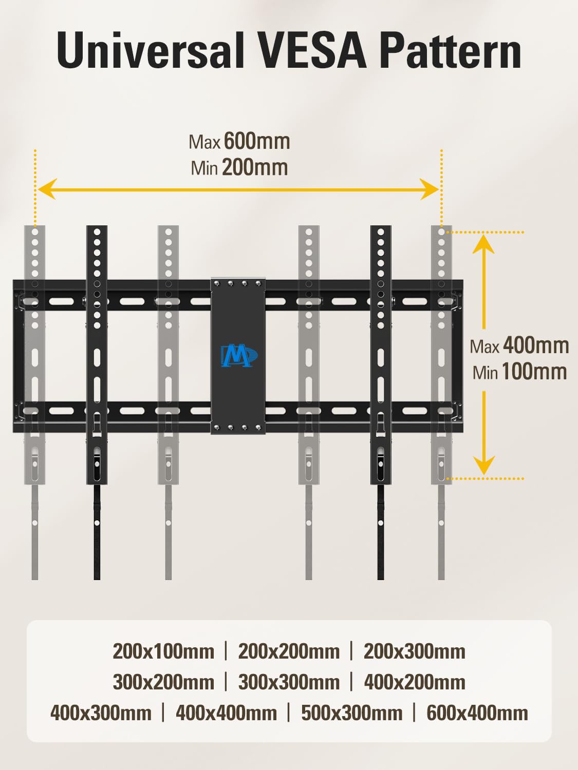 Mounting Dream TV Wall Mount for Most 37-75" TVs, Tilting TV Mount Low Profile up to VESA 600x400mm and 132 LBS Loading, Fits 16", 18", 24" Studs, Easy for TV Centering and Space Saving MD2268-LK