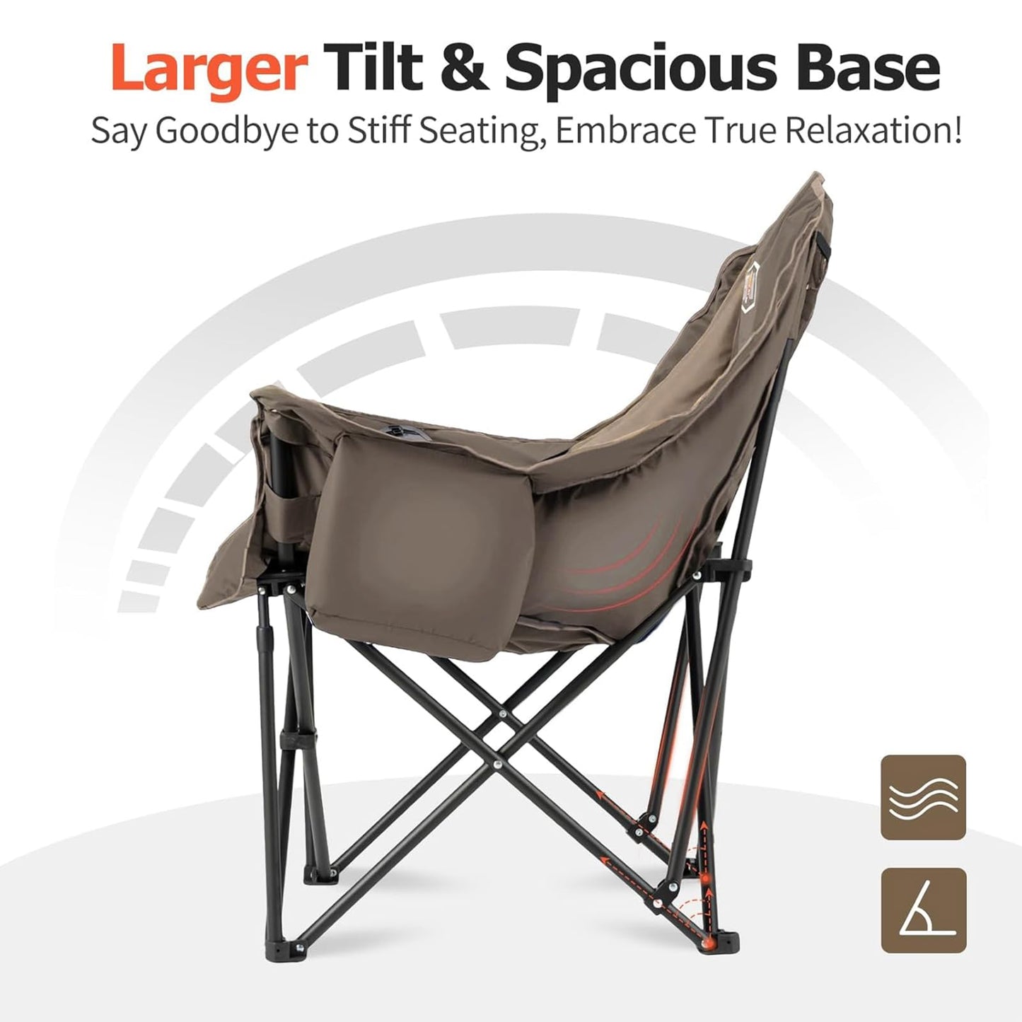 Overmont Oversized XL Camping Chair for Adults - 450lbs Support Heavy-Duty Padded Folding Chair with Side Pocket Cup Holder Cooling Bag for Outdoor Sports Garden Beach Fishing Lawn Khaki 2pcs 🍁 All In One Marketplace Canada