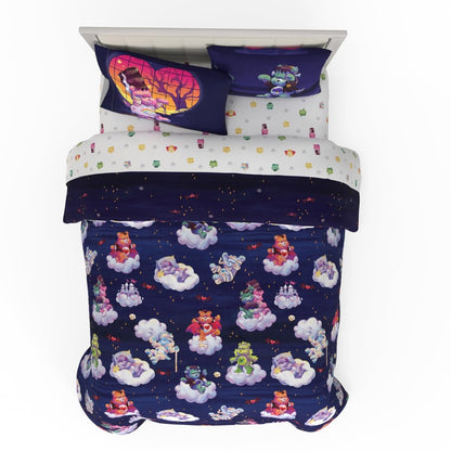Franco Care Bears x Universal Monsters Halloween Bedding 7 Piece Super Soft Cozy Reversible Comforter and Sheet Set with Sham, Full, (Officially Licensed Product)