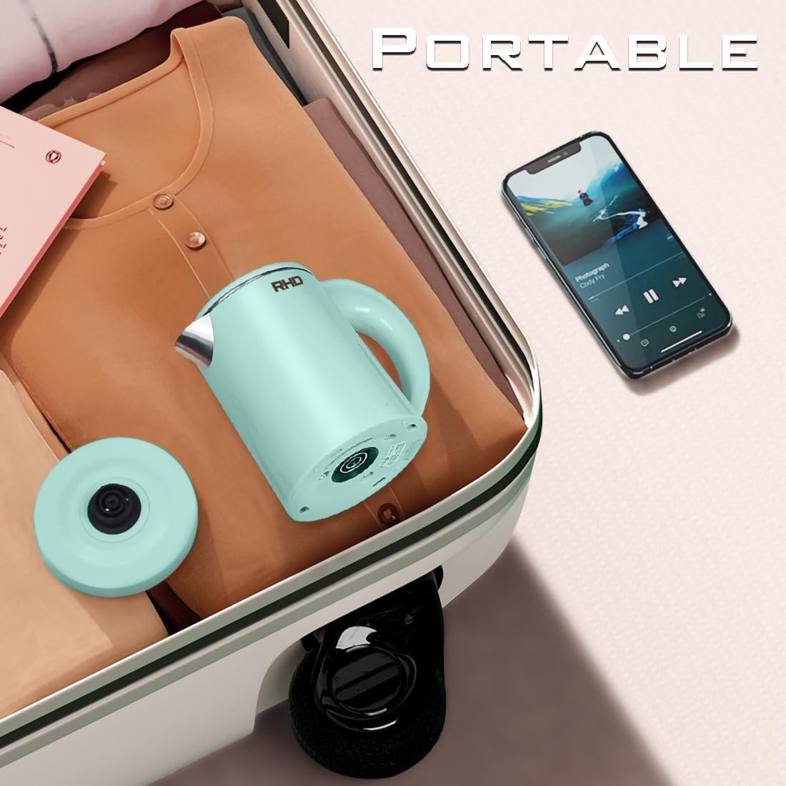 RHD 0.5L Small Portable Electric Kettles for Boiling Water, 304 Stainless Steel Hot Water Dispensers, Fast Boil Teapot, Auto Shut-Off, Perfect For Dorm RV Travel Coffee Tea, Green - Available at All In One Marketplace Canada