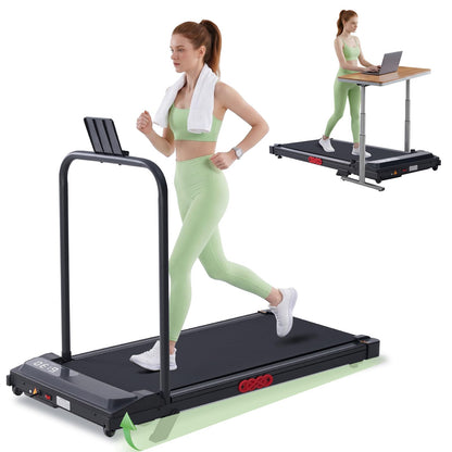 Walking Pad Treadmill with Handle Bar, 3.0HP Portable Small Walking Treadmills for Home Small, 0.6-7.6MPH Compact Treadmill for Exercising, Under The Desk Mini Treadmills with Incline, Model V407 - Available at All In One Marketplace Canada