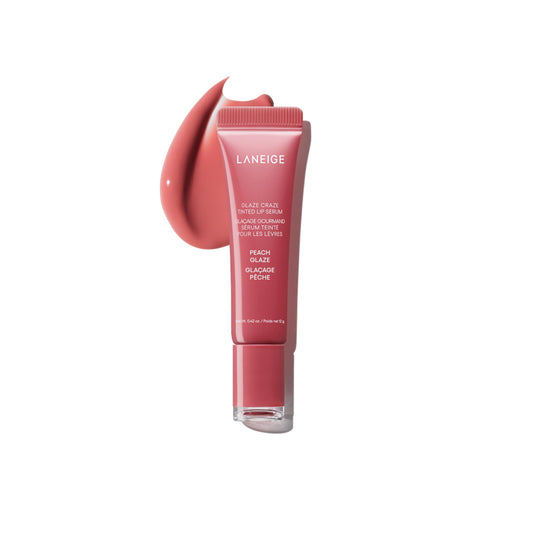 LANEIGE Glaze Craze Tinted Lip Serum for Hydrating, Glossy, Nourished Lips with Plumping Polypeptides, Peach Glaze