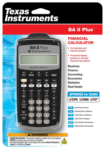 Texas Instruments BA II Plus Financial Calculator, Black