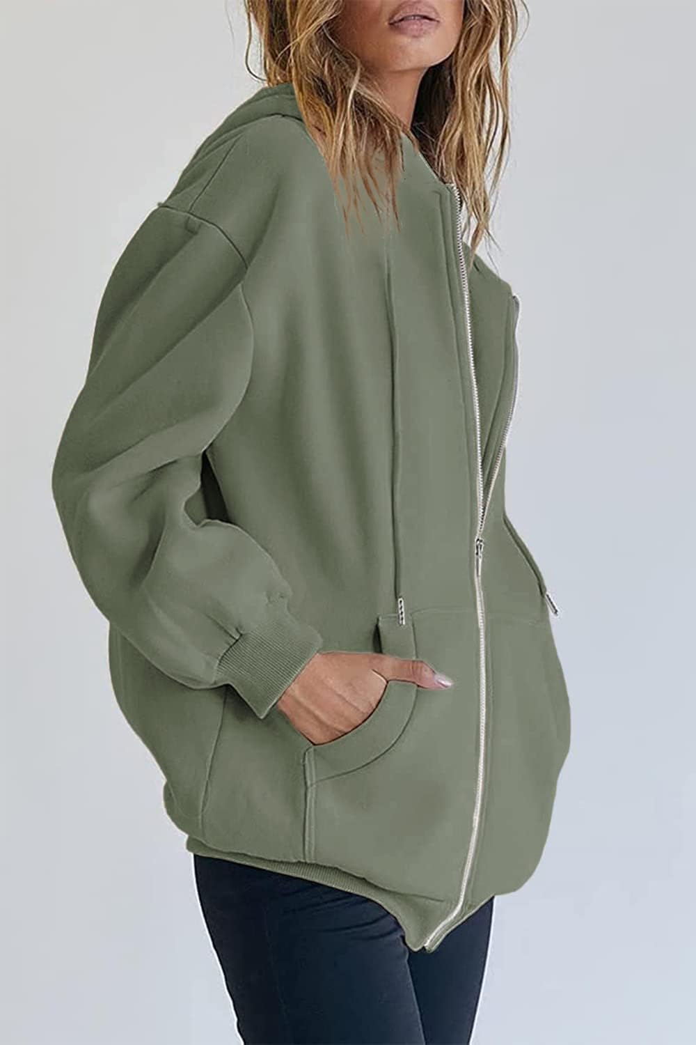 PRETTYGARDEN Women's Fall Zip Up Hoodies Sweatshirts Grey Green,M 🍁 All In One Marketplace Canada