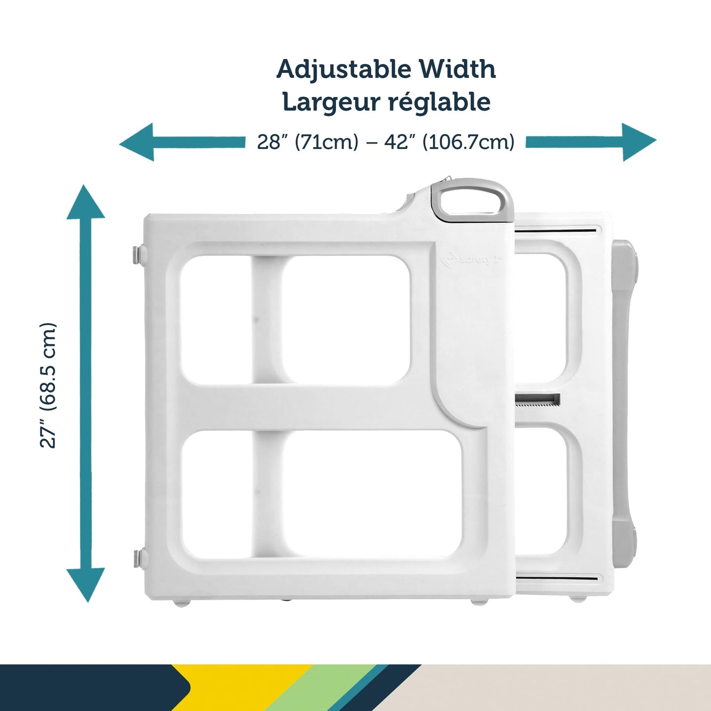 Safety 1st Perfect Fit Gate, Pressure or Hardware installed - Fits Spaces Between 28" and 42" Wide, 28" Tall. Pivoting Bumper For Uneven Openings, Solid Panel Design, Perfect for babies and Pets, White Safety 1st