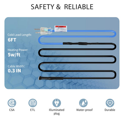 TOPDURE 60FT Roof & Gutter De-Icing Cable, 5W/ft Heat Tape 🍁 All In One Marketplace Canada