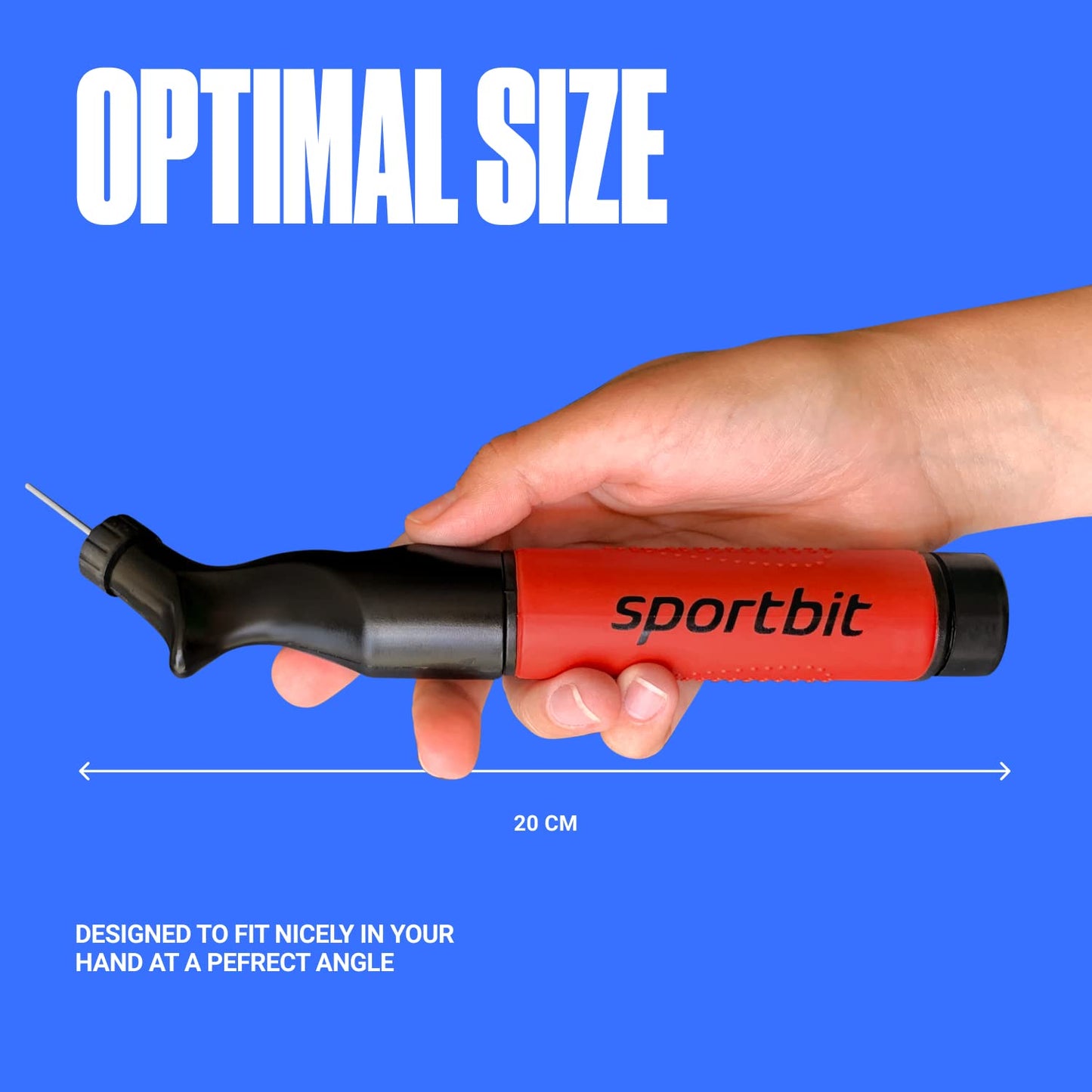 SPORTBIT Ball Pump for Sports Balls - Basketball Pump, Volleyball Pump, Football & Soccer Ball Air Pump - Hand Pump for All Sport Balls - Push & Pull Inflating System - Goes with 5 Needles Set