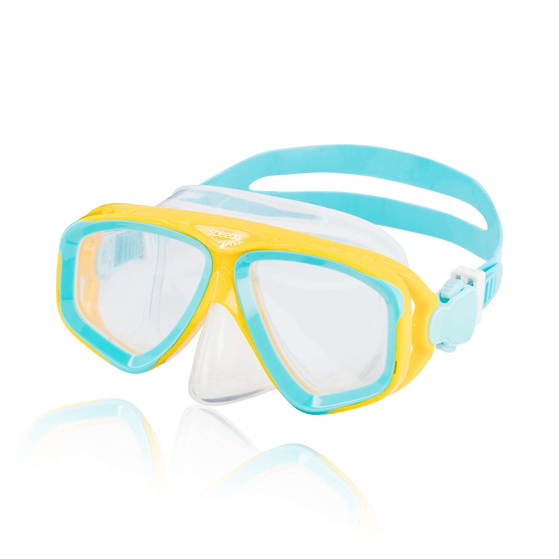 Speedo Unisex Kid's Swim Snorkel Dive Mask Anti-Fog with Nose Cover Adventure Series - Spectra Yellow/Clear M, One Size Speedo