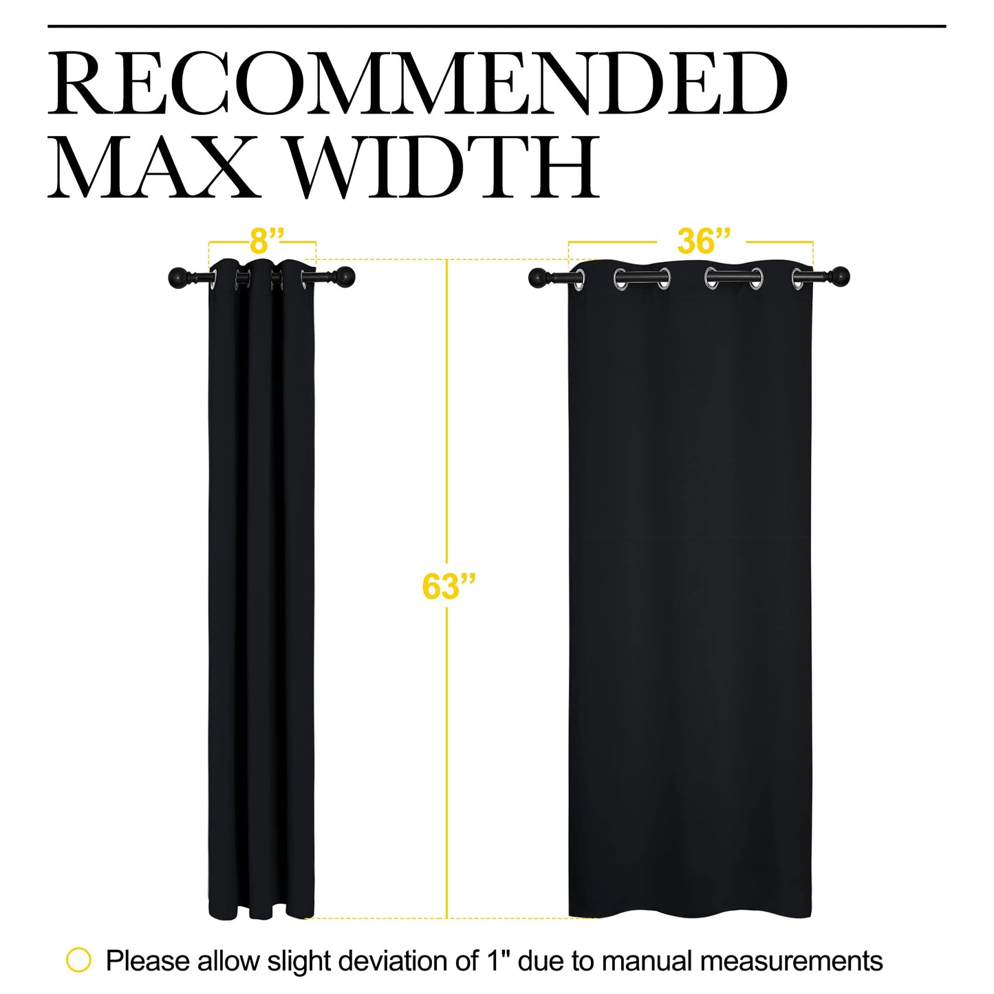 NICETOWN Blackout Curtains 2 Panels for Bedroom- Halloween Thermal Insulated Grommet Blackout Curtains 63 Inches Long for Living Room/Kitchen Rideaux occultants (2 Panels,W42 x L63 -Inch,Black)