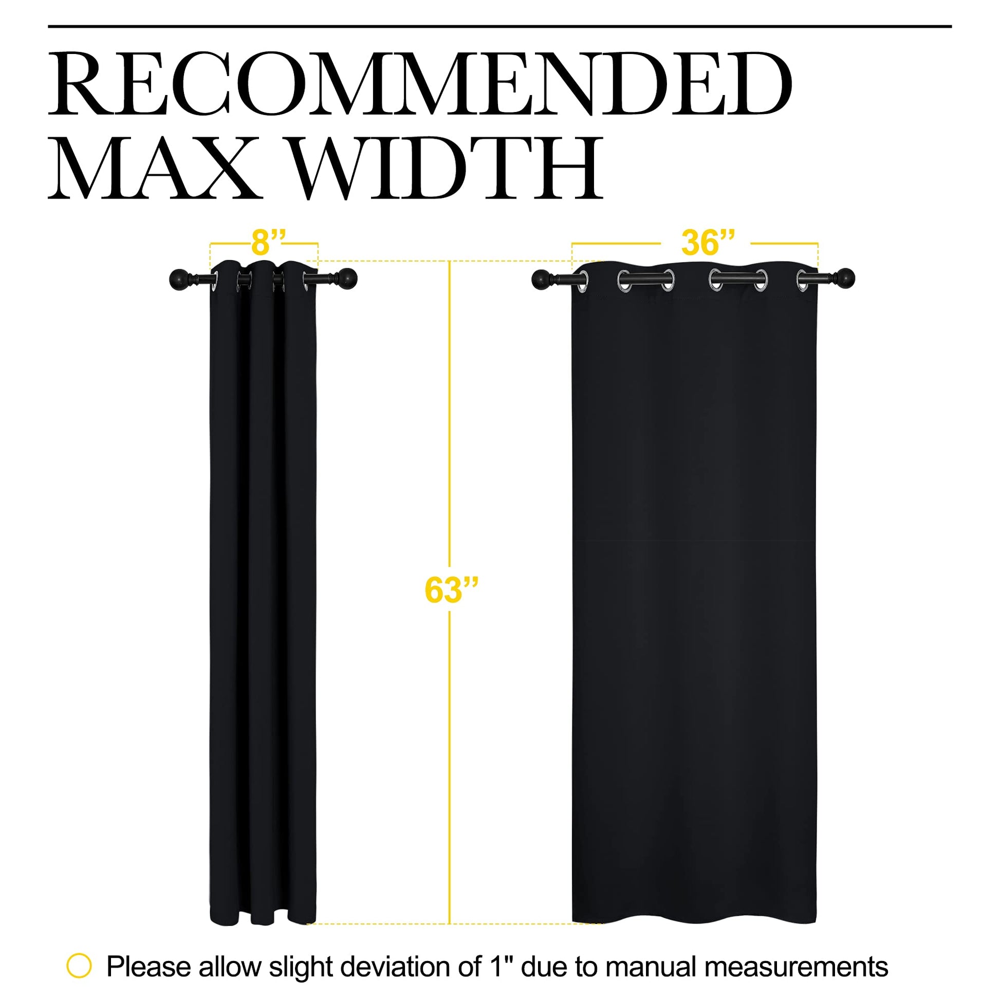 NICETOWN Blackout Curtains 2 Panels for Bedroom- Halloween Thermal Insulated Grommet Blackout Curtains 63 Inches Long for Living Room/Kitchen Rideaux occultants (2 Panels,W42 x L63 -Inch,Black)