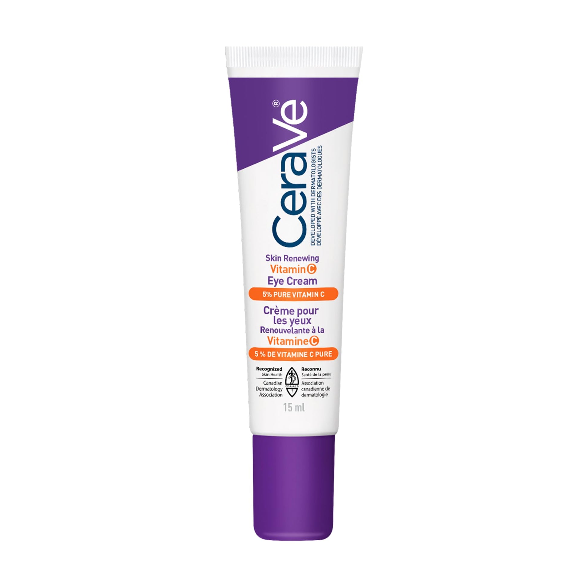 CeraVe Skin Renewing Vitamin C Eye Cream for Dark Circles & Fine Lines with 5% Pure Vitamin C, Hyaluronic Acid, & Caffeine, Hydrating & Brightening Anti-Aging Eye Treatment, Fragrance-Free, 15mL - Available at All In One Marketplace Canada