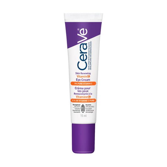 CeraVe Skin Renewing Vitamin C Eye Cream for Dark Circles & Fine Lines with 5% Pure Vitamin C, Hyaluronic Acid, & Caffeine, Hydrating & Brightening Anti-Aging Eye Treatment, Fragrance-Free, 15mL - Available at All In One Marketplace Canada