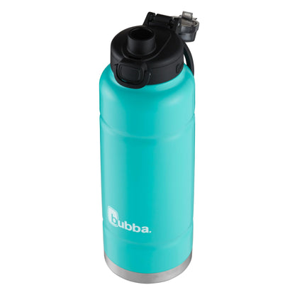 bubba Trailblazer Stainless Steel Water Bottle with Push Button Lid, 40 oz (1.18 L), Vacuum-Insulated, Rubberized Island Teal bubba
