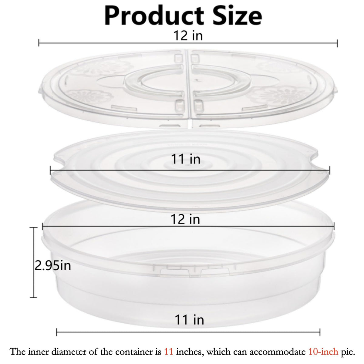 Lawei 2 Pack 12 Inch Food Storage Container with Lid and Handle, 2 Compartment Leak-Proof Pie Carrier & Pizza Keeper, Reusable Pizza Storage Container for Cake, Cheesecake, Tortilla, Picnic, Pastry 🍁 All In One Marketplace Canada