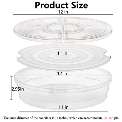 Lawei 2 Pack 12 Inch Food Storage Container with Lid and Handle, 2 Compartment Leak-Proof Pie Carrier & Pizza Keeper, Reusable Pizza Storage Container for Cake, Cheesecake, Tortilla, Picnic, Pastry 🍁 All In One Marketplace Canada
