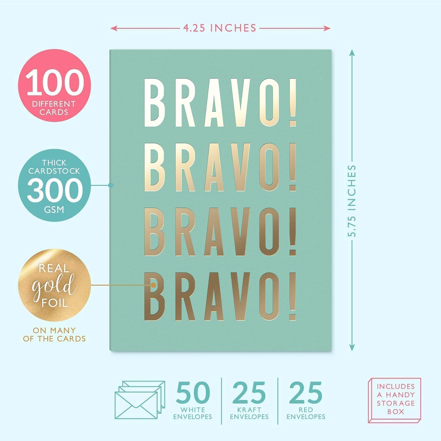 Sweetzer & Orange 100 All Occasion Cards & Envelopes Set - Greeting Notecards Assortment Box - Birthday Cards Bulk for Office, Thank You, Holiday, Blank Notecards & more – Organizer Box Included - Available at All In One Marketplace Canada